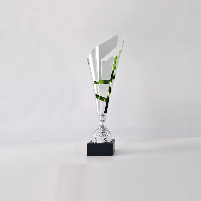 Coppa trofeo argentato a foglia per premiazioni ed eventi