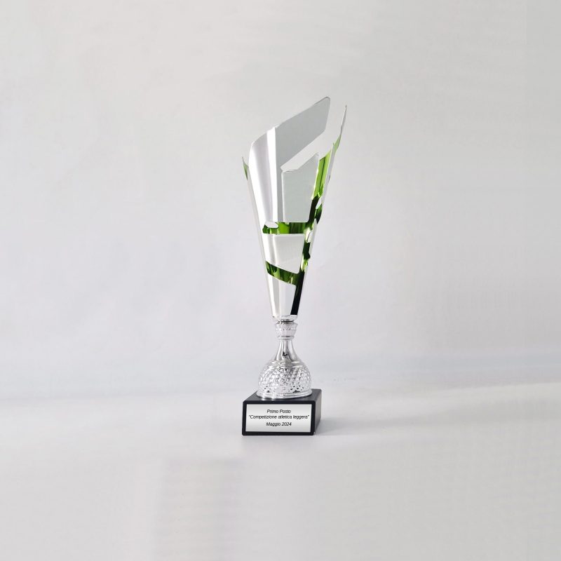 Coppa trofeo argentato a foglia per premiazioni ed eventi