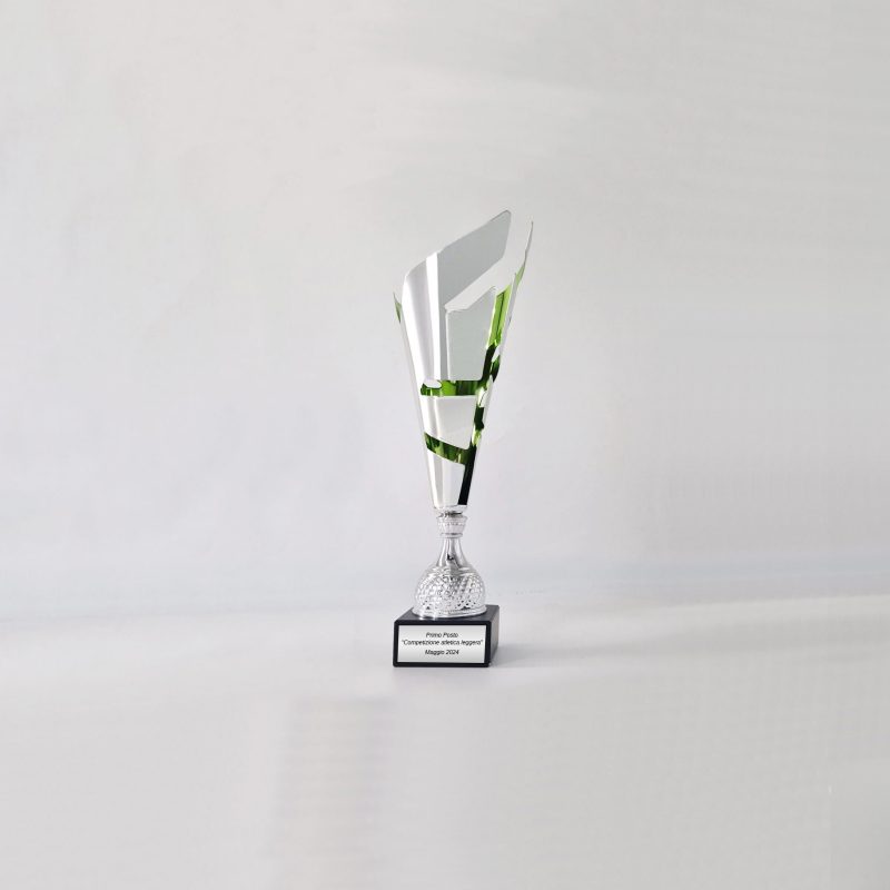 Coppa trofeo argentato a foglia per premiazioni ed eventi