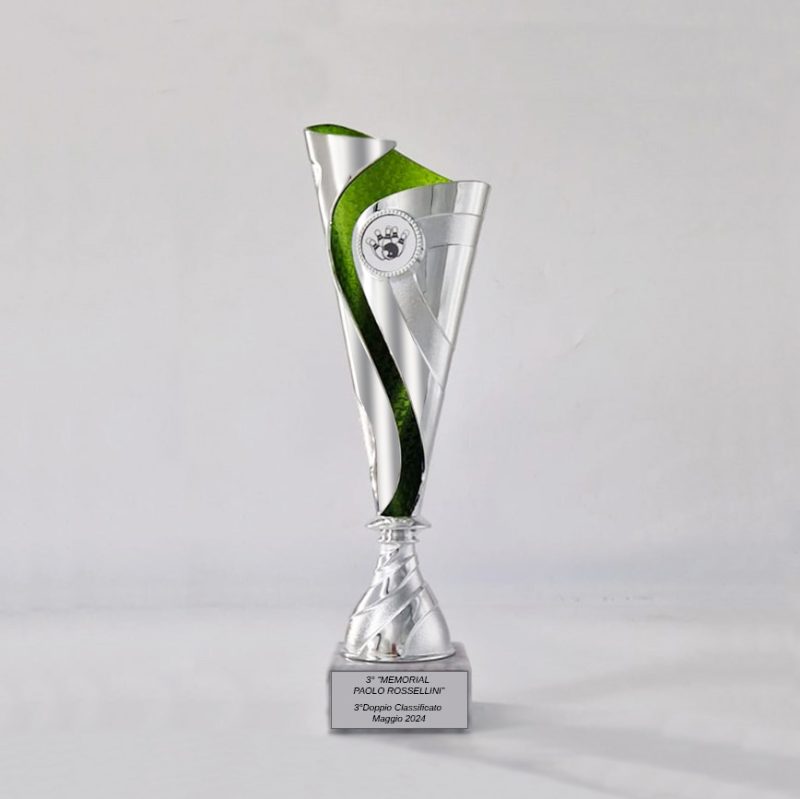Coppa trofeo argentato a foglia per premiazioni ed eventi